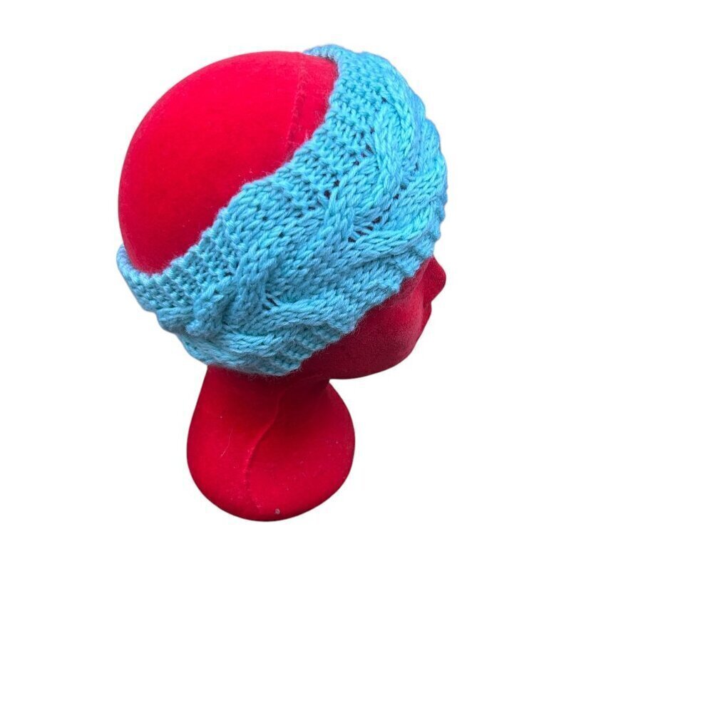 Aqua Blue Chunky Cable Knit Headband Ear Cover